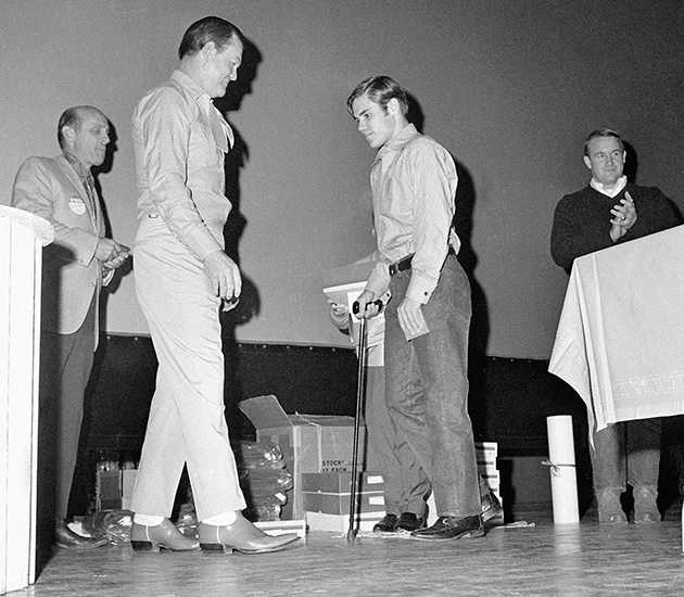 Steinmark receives his letter for the 1969 season.